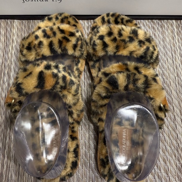 Koolaburra Furry Leopard Print Slippers Women SZ 8 Box4 - Picture 4 of 7